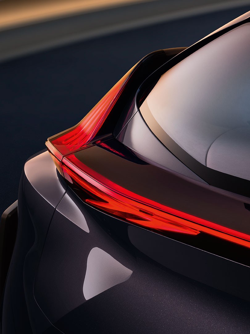 close up of Lexus UX Compact Crossover concept car rear brake light 