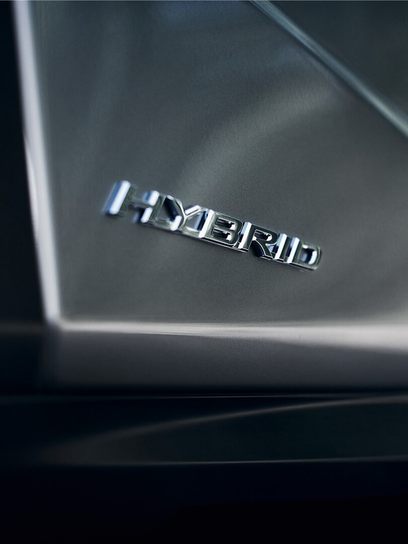 A close up on a Lexus' hyrbid decal stickers 